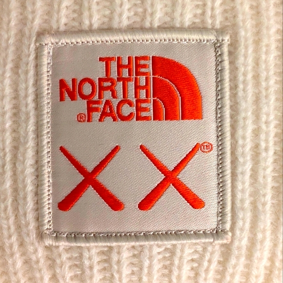 North Face Kaws beanie Ivory x Orange XX - Picture 2 of 3